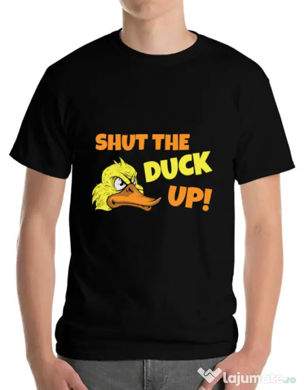 Tricou ADLER barbat Shut the duck up Negru