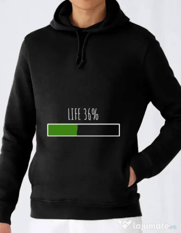 Hoodie barbat cu gluga Life Negru