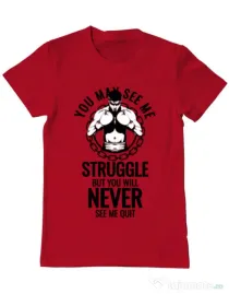 Tricou ADLER barbat Never quit Rosu