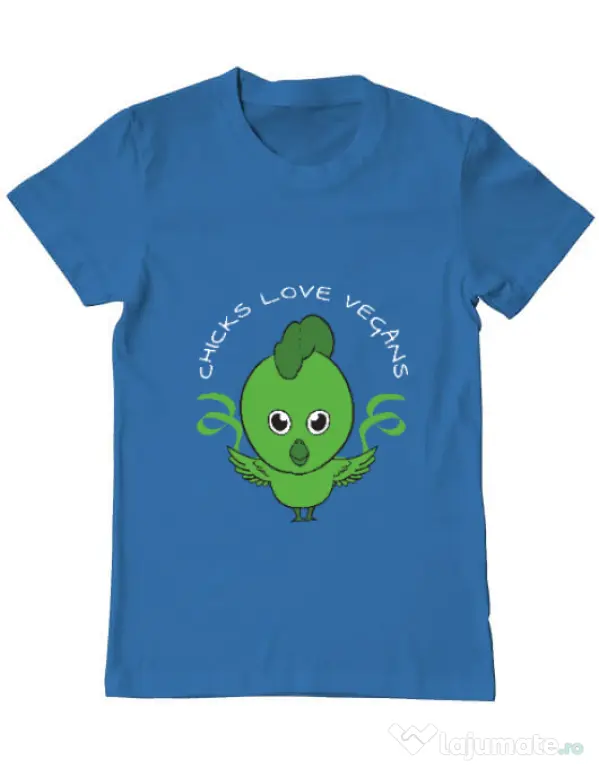 Tricou ADLER barbat Chicks love vegans Albastru azuriu