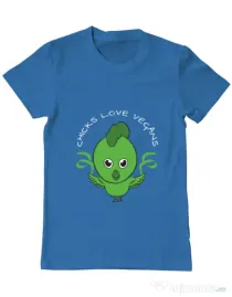Tricou ADLER barbat Chicks love vegans Albastru azuriu