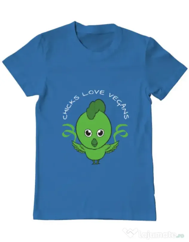 Tricou ADLER barbat Chicks love vegans Albastru azuriu
