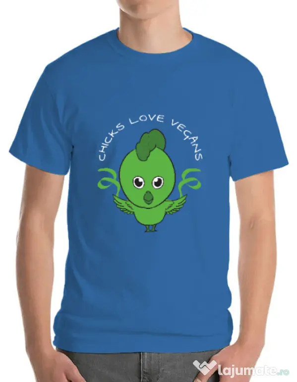 Tricou ADLER barbat Chicks love vegans Albastru azuriu
