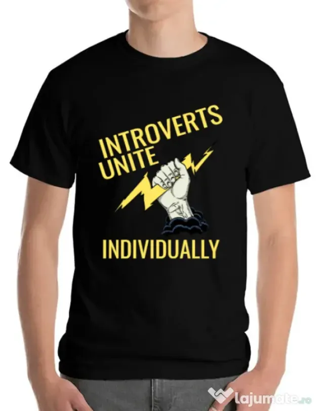 Tricou ADLER barbat Introverts unite Negru