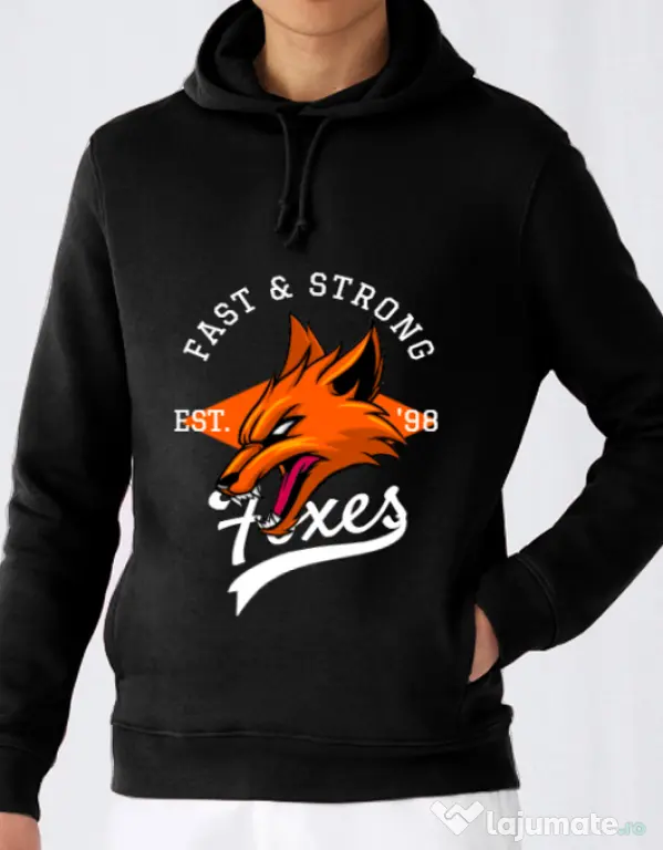 Hoodie barbat cu gluga Fast and strong Negru