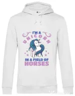 Hoodie barbat cu gluga Just a unicorn Alb
