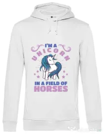 Hoodie barbat cu gluga Just a unicorn Alb