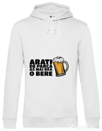 Hoodie barbat cu gluga As mai bea o bere Alb