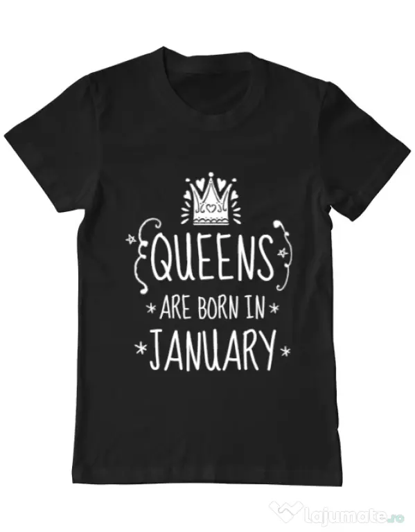 Tricou ADLER barbat Queens are born in january Negru