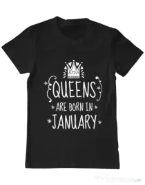 Tricou ADLER barbat Queens are born in january Negru
