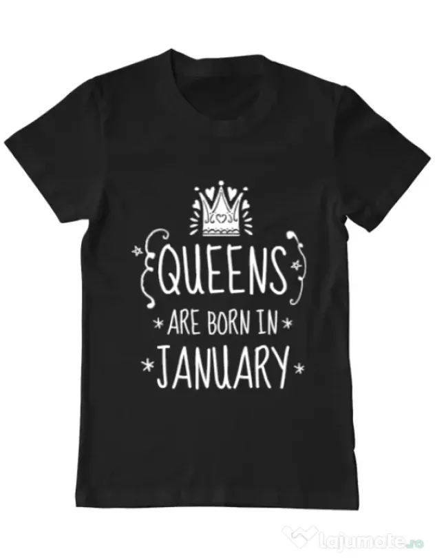 Tricou ADLER barbat Queens are born in january Negru