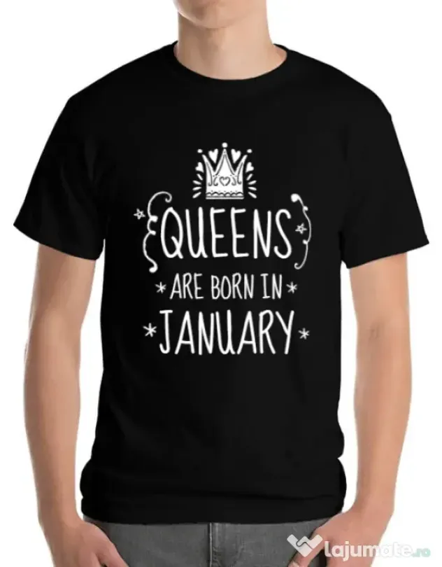 Tricou ADLER barbat Queens are born in january Negru