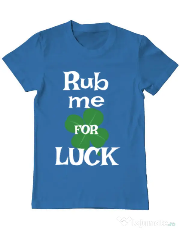 Tricou ADLER barbat Rub me for luck Albastru azuriu
