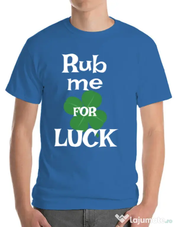 Tricou ADLER barbat Rub me for luck Albastru azuriu