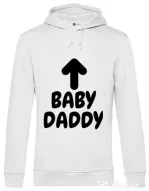 Hoodie barbat cu gluga Baby daddy Alb