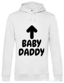 Hoodie barbat cu gluga Baby daddy Alb