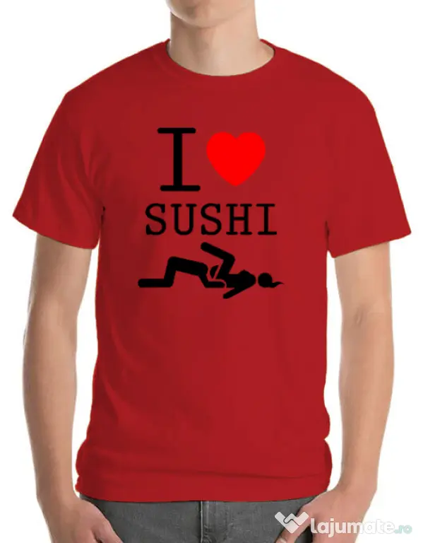 Tricou ADLER barbat I love sushi Rosu