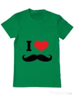 Tricou ADLER barbat I love moustaches Verde mediu