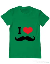 Tricou ADLER barbat I love moustaches Verde mediu