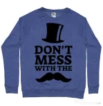Bluza ADLER barbat Do not mess with the moustache Albastru melanj