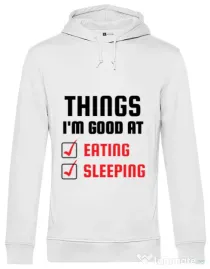 Hoodie barbat cu gluga Things I am good at Alb