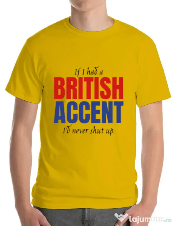 Tricou ADLER barbat British accent Galben