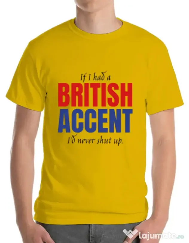 Tricou ADLER barbat British accent Galben