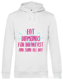 Hoodie barbat cu gluga Eat diamonds Alb
