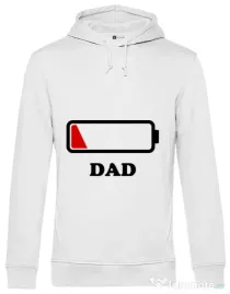 Hoodie barbat cu gluga Dad battery Alb