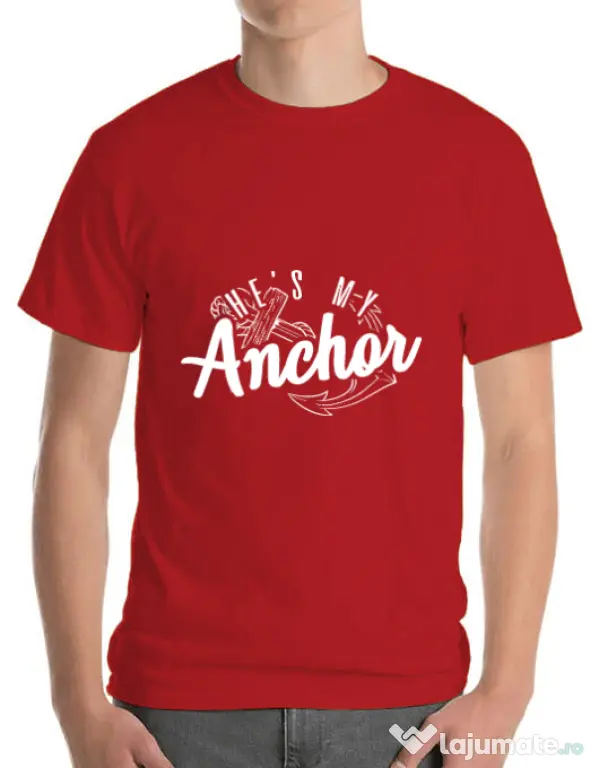 Tricou ADLER barbat He s my anchor Rosu