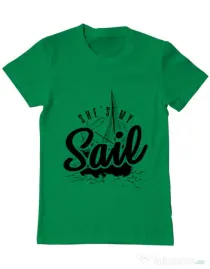 Tricou ADLER barbat She s my sail Verde mediu