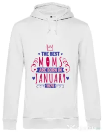 Hoodie barbat cu gluga The best moms January Alb