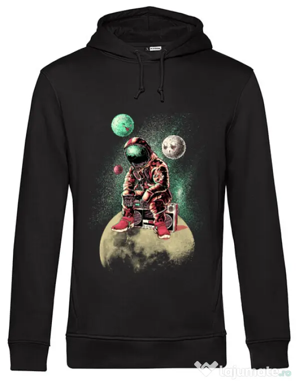 Hoodie barbat cu gluga Astronaut - DJ Negru