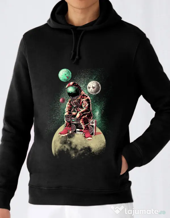 Hoodie barbat cu gluga Astronaut - DJ Negru