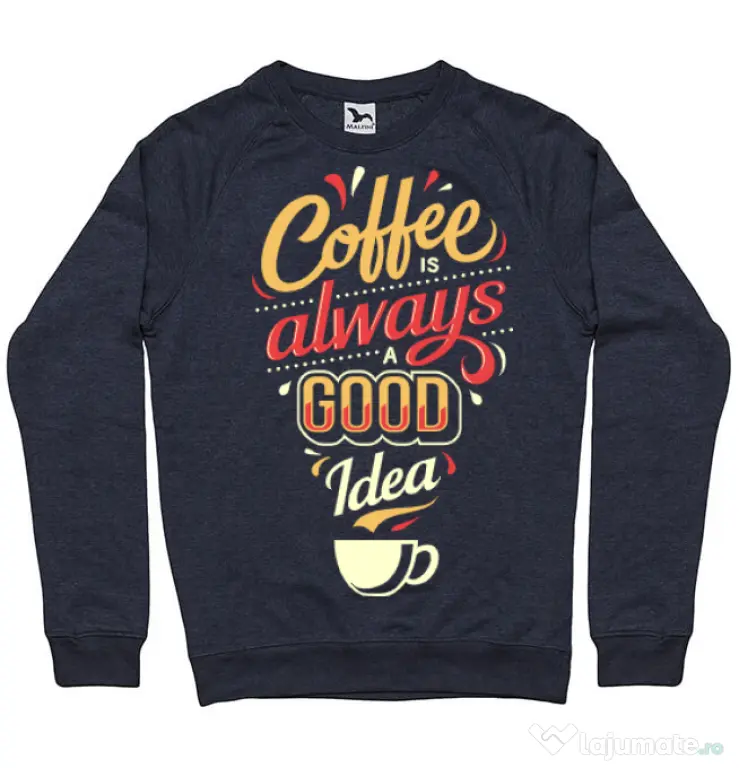 Bluza ADLER barbat Coffee is always a good idea Denim inchis