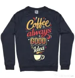 Bluza ADLER barbat Coffee is always a good idea Denim inchis