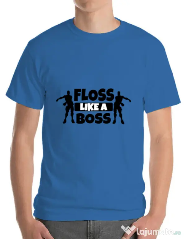Tricou ADLER barbat Floss like a boss Albastru azuriu