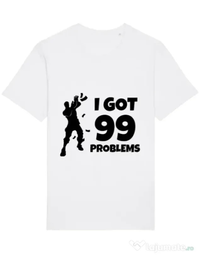 Tricou STANLEY STELLA barbat I got 99 problems Fortnite Alb