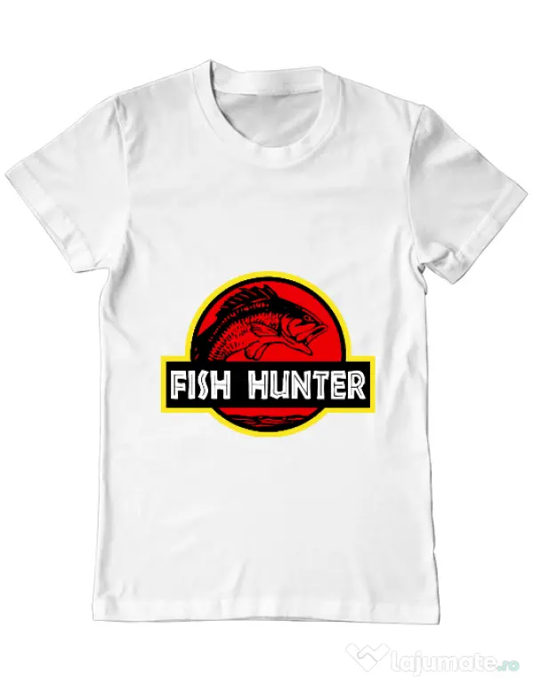 Tricou ADLER barbat Fish hunter Alb
