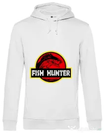 Hoodie barbat cu gluga Fish hunter Alb