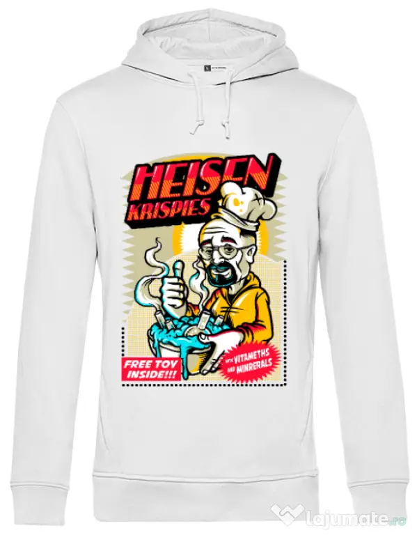 Hoodie barbat cu gluga Heisen krispies Alb