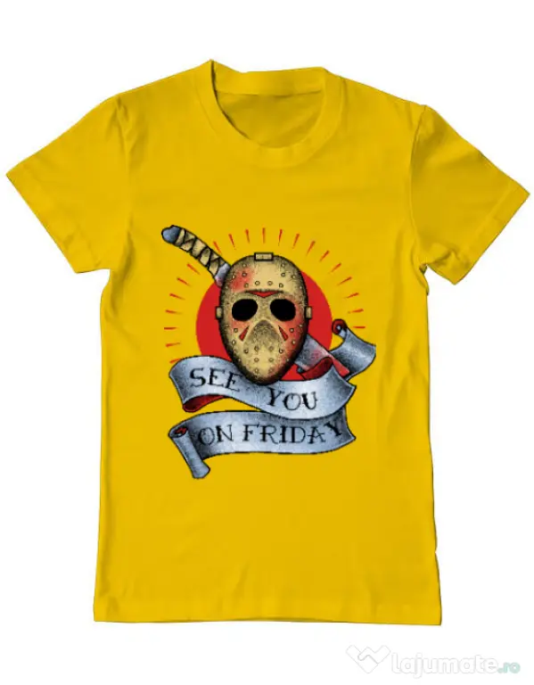 Tricou ADLER barbat See you on friday Galben