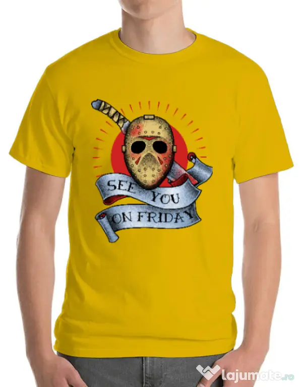 Tricou ADLER barbat See you on friday Galben