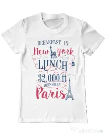 Tricou ADLER barbat Breakfast in New York Alb