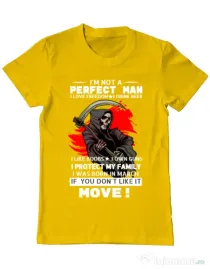 Tricou ADLER barbat I am not a perfect man Galben
