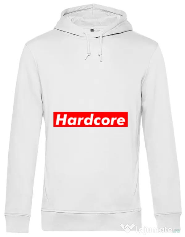 Hoodie barbat cu gluga Hardcore Alb