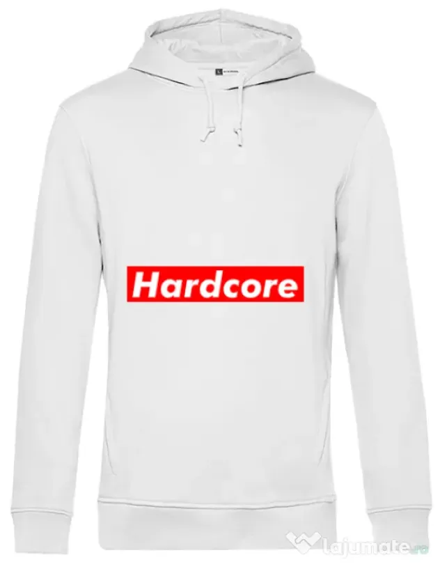 Hoodie barbat cu gluga Hardcore Alb