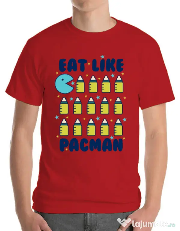 Tricou ADLER barbat Eat Like Pacman Rosu