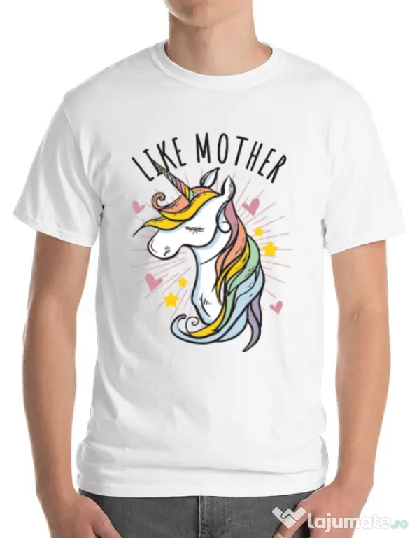 Tricou ADLER barbat Like mother Alb