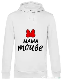 Hoodie barbat cu gluga Mama mouse Alb